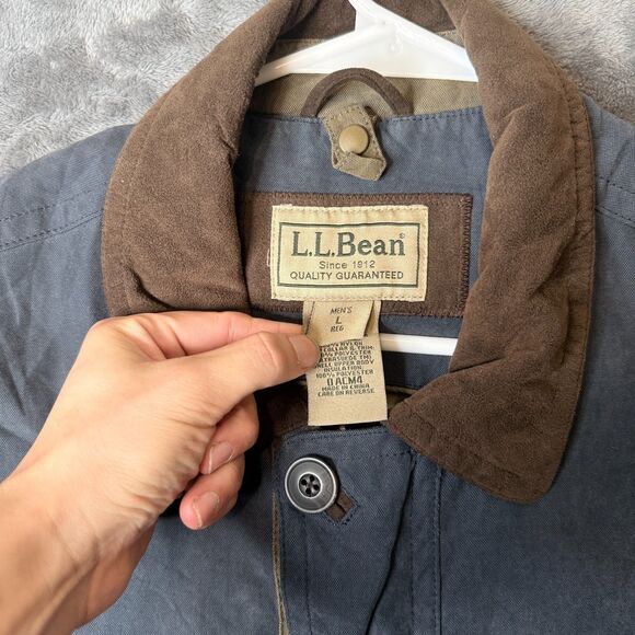 Vintage L.L. Bean Navy Blue Parka Jacket Coat Men's Size Large Chore Field - Picture 2 of 7